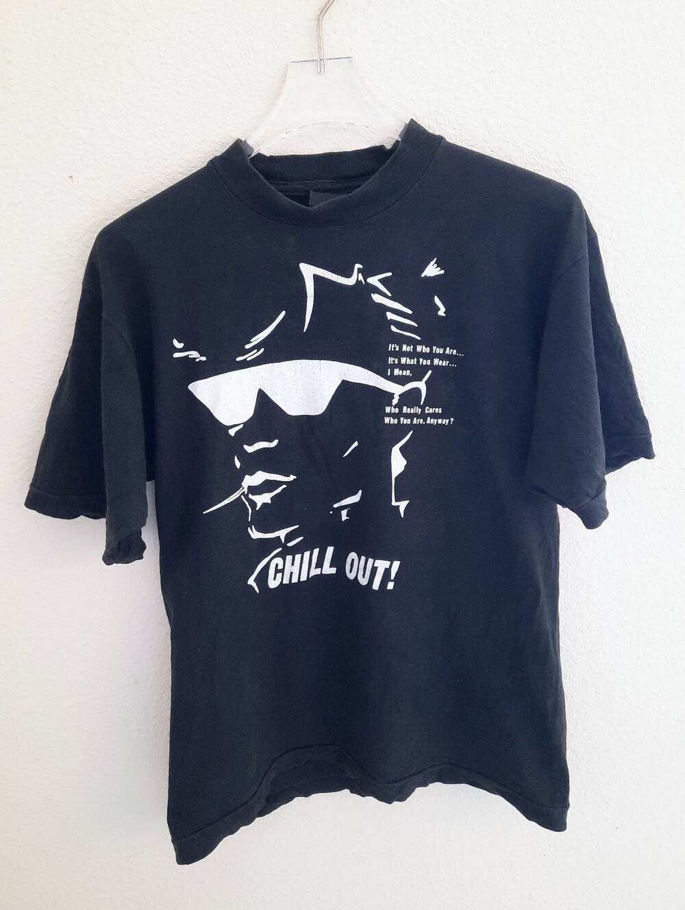 Graphic 'Chill Out!' Black Tee with White Print